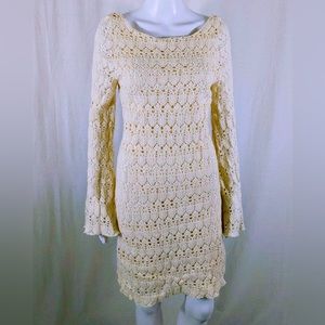 Ivory Lace Bell Sleeve Dress L